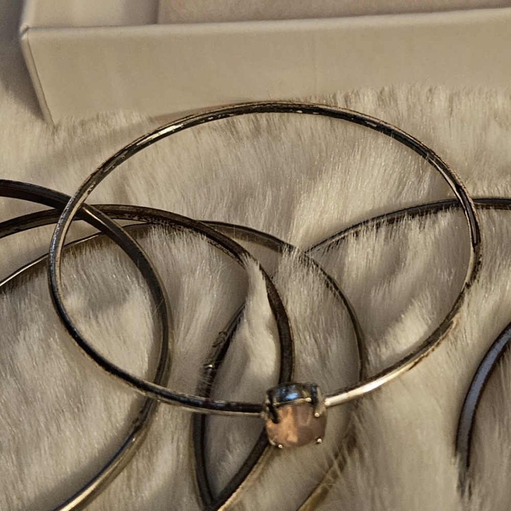 6 pc. New York and Company Silver Tone Fun Bangle Bracelets - Picture 4 of 4